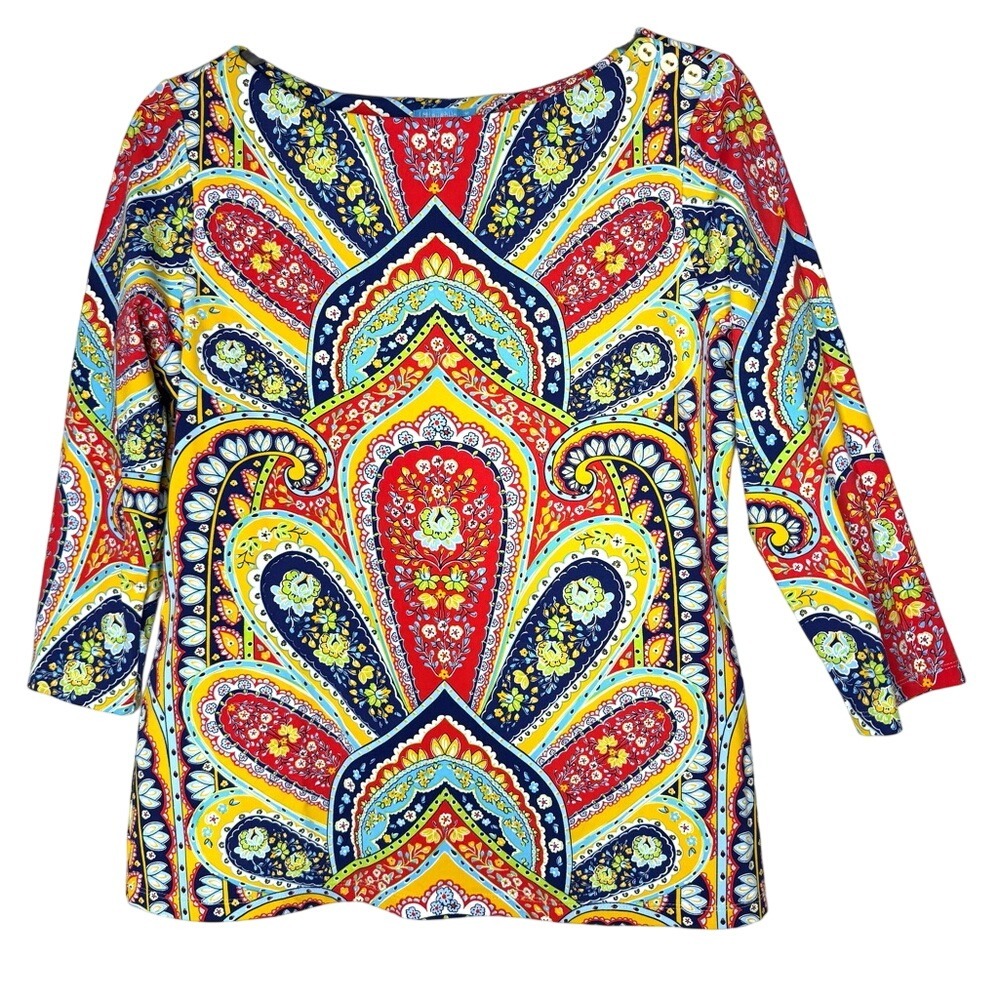 J McLaughlin Womens Catalina Cloth Paisley Popover Top M Colorful Maximalist
